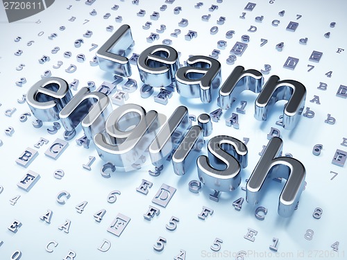 Image of Education concept: Silver Learn English on digital background