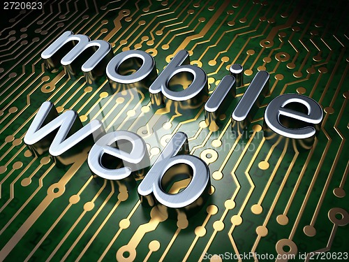 Image of SEO web development concept: Mobile Web on circuit board background