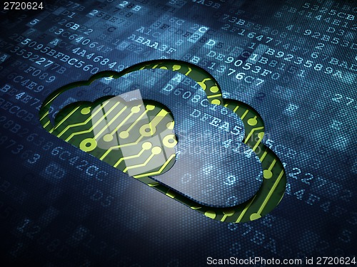 Image of Cloud technology concept: Cloud on digital screen background