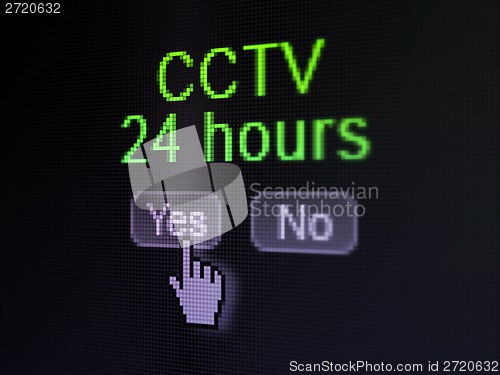 Image of Protection concept: CCTV 24 hours on digital computer screen