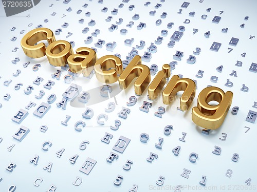 Image of Education concept: Golden Coaching on digital background