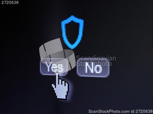 Image of Privacy concept: Contoured Shield on digital computer screen