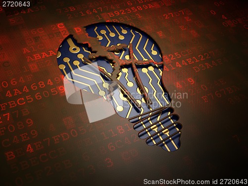 Image of Business concept: Light Bulb on digital screen background