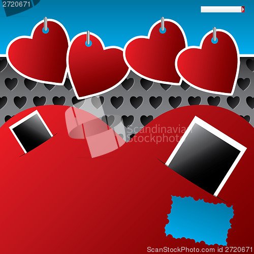 Image of Website template design with hanging heart labels