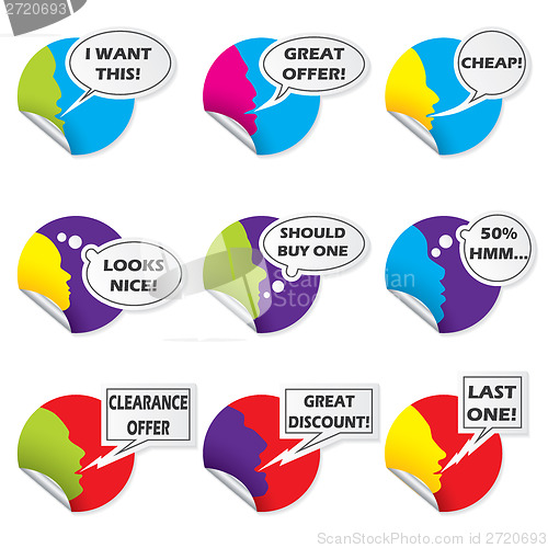 Image of Color sticker set with various messages