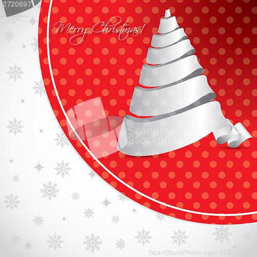 Image of Dotted christmas background design with white tree