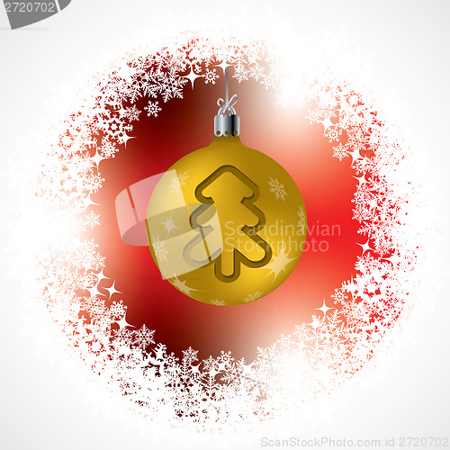 Image of Christmas tree shape on golden decoration