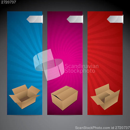 Image of Color advertisement card set with boxes 