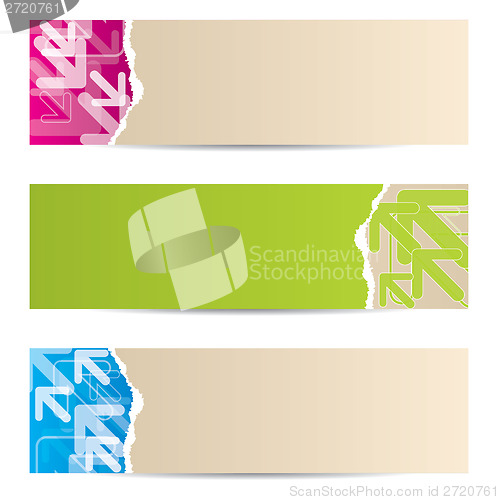 Image of Ripped paper banner design with arrows
