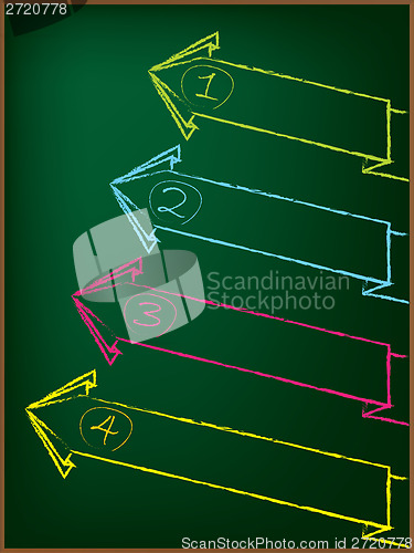 Image of Advertising arrow label set on chalkboard 