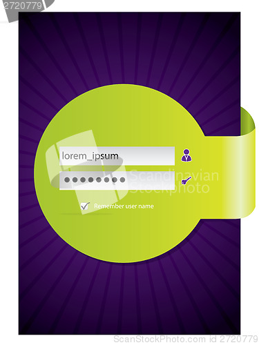 Image of Login screen design with green ribbon 