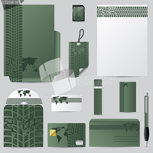 Image of Green stationary vector set 