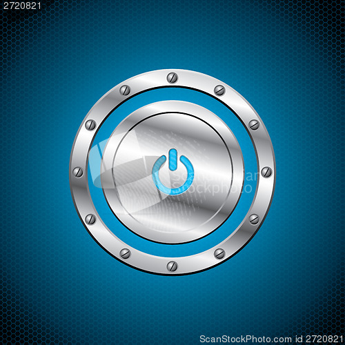 Image of Cool metallic button on hexagon background