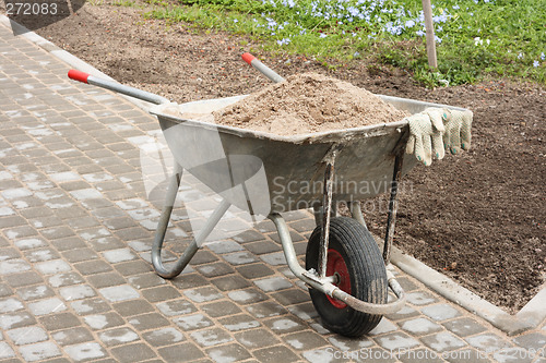 Image of Wheelbarrow full of sand