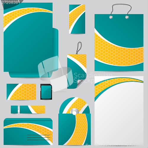 Image of New business set with hexagon wave design