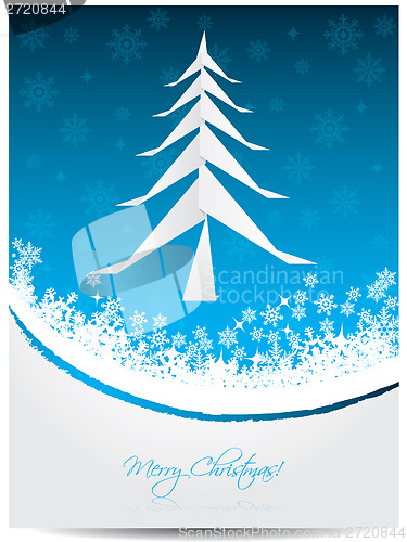 Image of Christmas greeting card with origami tree