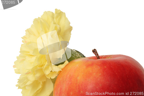 Image of Flower and red apple