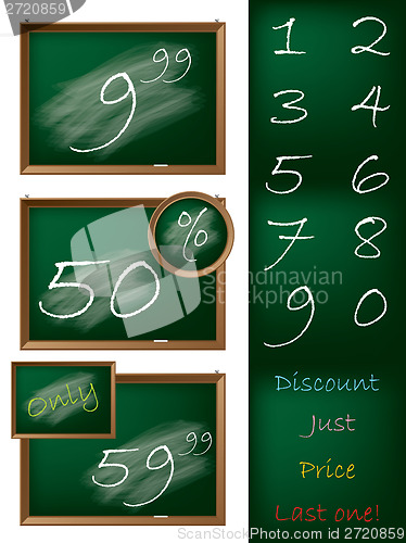 Image of Blackboard theme shopping label set 