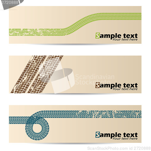 Image of Cool retro banners with tire tracks