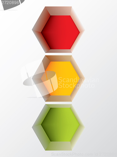 Image of Abstract hexagon shaped traffic light design