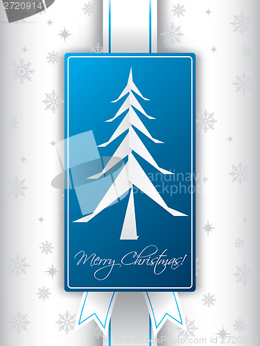 Image of Christmas greeting card design with origami christmas tree 