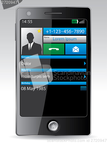 Image of Smartphone with contact details