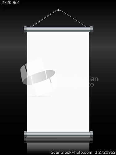 Image of Blank roll up hanging on black background