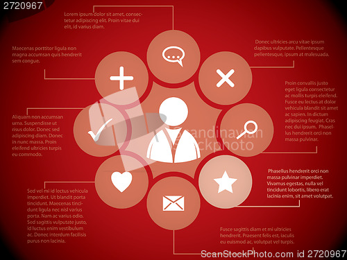 Image of Social media elements on red background 