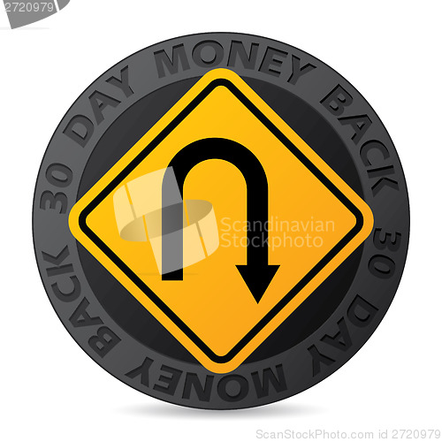 Image of 30 day money back guarantee label with road sign