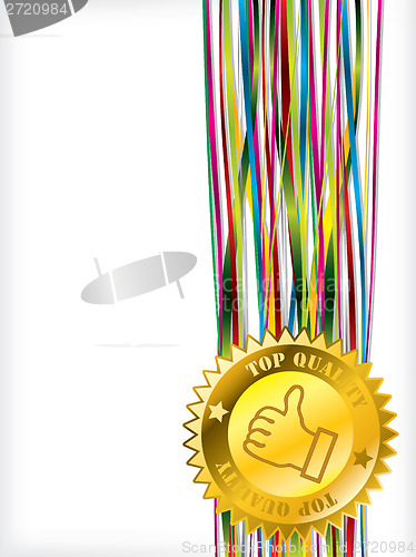 Image of Top quality badge on color ribbons