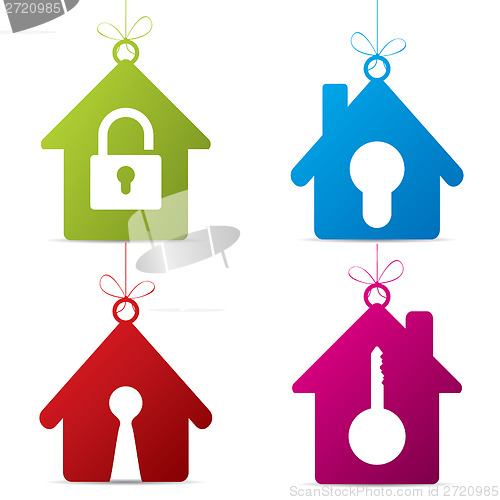 Image of Hanging mortgage label set with symbols