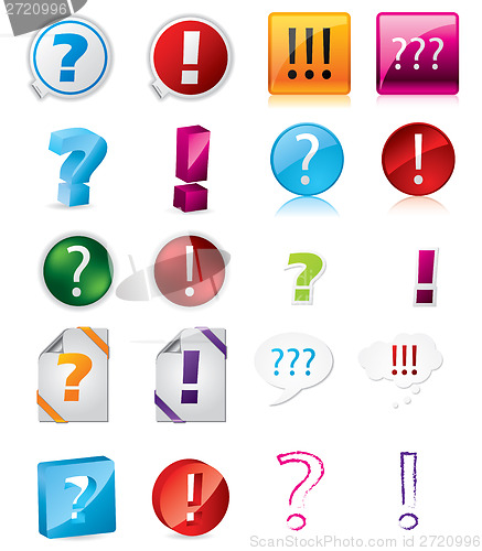 Image of Various exclamation and question icon designs 