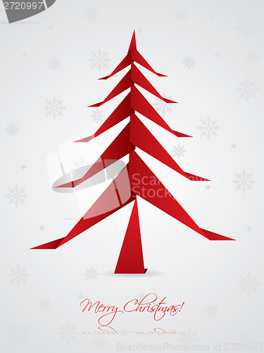Image of Christmas greeting design with origami tree