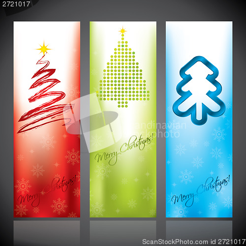 Image of Christmas banners with various christmas tree designs