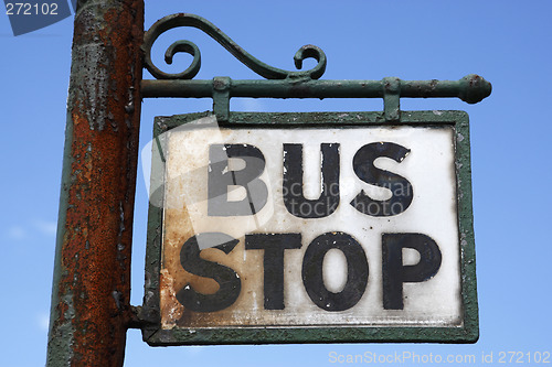 Image of ornate bus stop sign