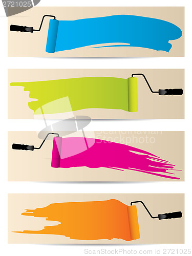 Image of Banner set of four with paint rollers