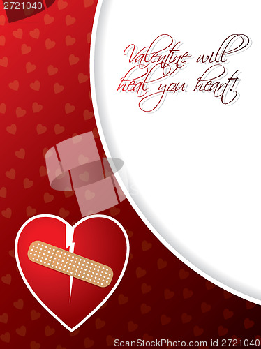 Image of Valentine greeting card with broken heart