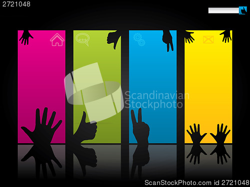 Image of Website template design with hand symbols