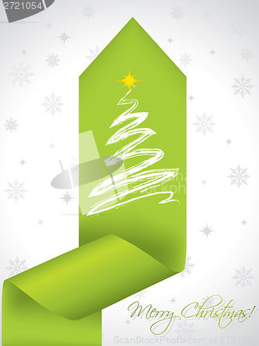 Image of Christmas tree design on green ribbon 