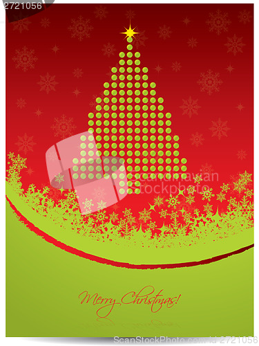 Image of Christmas greeting card design with tree