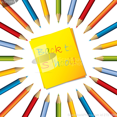 Image of Sticky note with text and surrounding color pencils