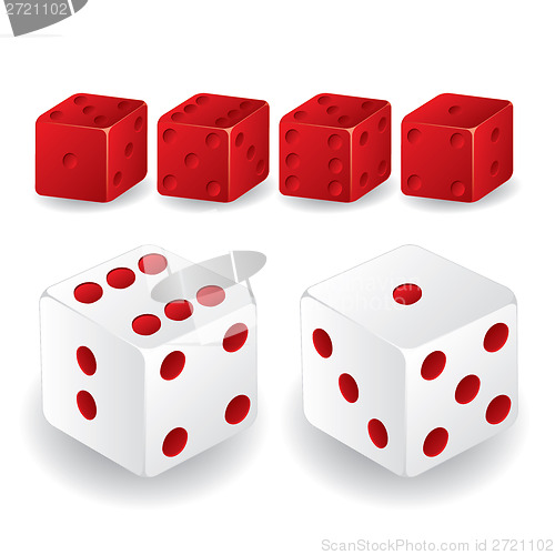 Image of Red and white dice set