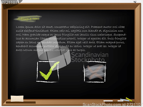 Image of Tick and wiped cross on blackboard 