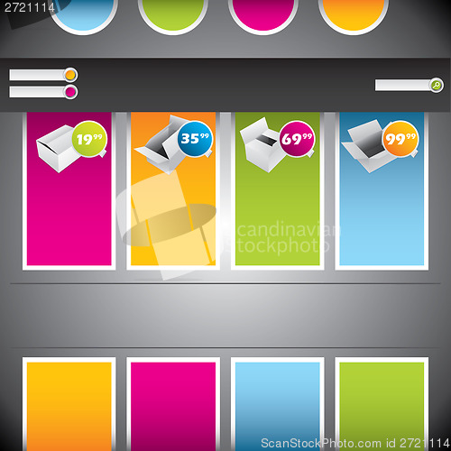 Image of Colorful website template with boxes