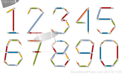Image of Number set made of pencils