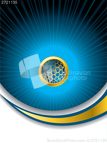 Image of Abstract blue brochure with hexagon button