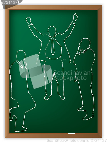 Image of Business man illustrated on blackboard