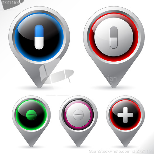 Image of Shiny button set with medical elements