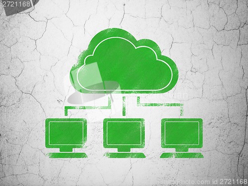Image of Cloud networking concept: Cloud Network on wall background