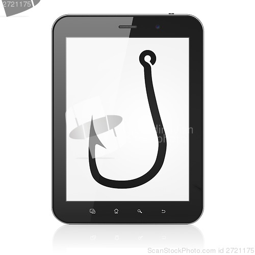 Image of Security concept: Fishing Hook on tablet pc computer